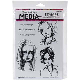 Dina Wakley Media Cling Stamps 6x9 face In The Crowd