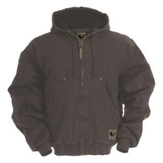 Berne Original Washed Hooded Jacket   Quilt Lined, Gray, Large Tall, Model#