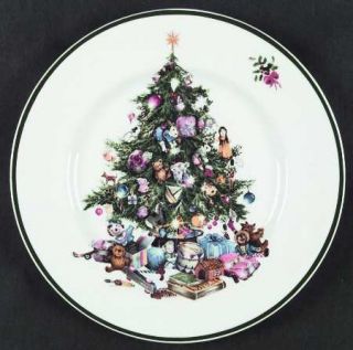 Elizabethan Seasons Greetings Dinner Plate, Fine China Dinnerware   Xmas Tree,Or