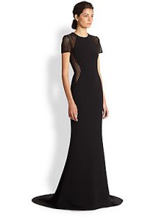 Stella McCartney Belinda Mesh Insert Gown   Black