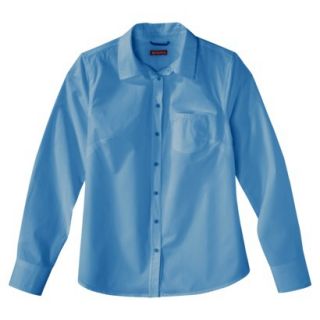 Merona Womens Plus Size Long Sleeve Button Down Shirt   Blue 1