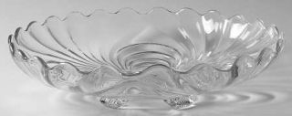Cambridge Caprice Clear 10 Inch 4 Toed Round Shallow Bowl   Stem #300, Clear