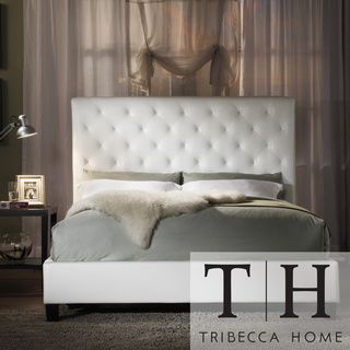 Tribecca Home Sophie White Vinyl Tufted King size Bed