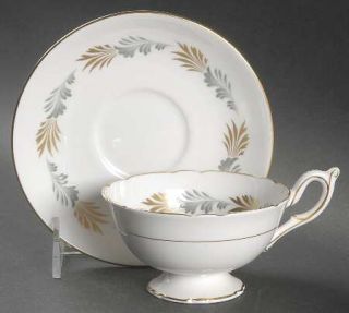 Coalport Sonnet (Smooth Edge) Footed Cup & Saucer Set, Fine China Dinnerware   G