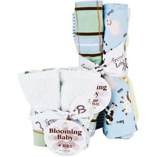 Trend Lab Bib And Burp Cloth Set In Baby Barnyard (Blue/green/yellow/brown/creamPattern Baby BarnyardContains four (4) bibs and four (4) burp clothsBibs have a hook and loop closurePrinted on front, soft terry on the backMaterials 100 percent cottonBurp