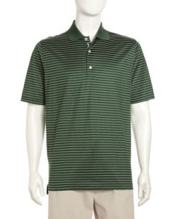 Thin Stripe Polo Shirt, Forest Green