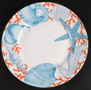 222 Fifth (PTS) Coastal Life Grenada Dinner Plate, Fine China Dinnerware   Blue