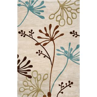 Hand tufted Transitional Abstract Pattern Ivory Rug (36 X 56)