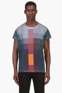 Acne Studios Teal Block Print T_shirt