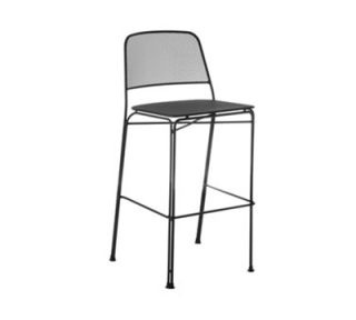 EmuAmericas Stacking Barstool w/ Extended Steel Mesh Back & Seat, Foot Rest, Aluminum