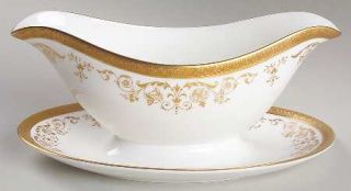Royal Doulton Belmont Gravy Boat with Attached Underplate, Fine China Dinnerware
