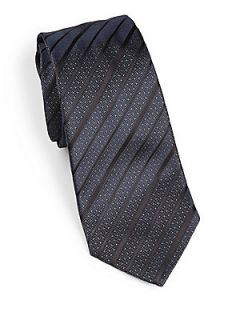 Armani Collezioni Diagonal Striped Silk Tie   Dark Blue