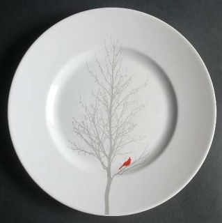 Noble Excellence Red Cardinal Salad Plate, Fine China Dinnerware   Red Bird,Silv
