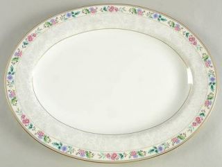 Mikasa Floral Lace 14 Oval Serving Platter, Fine China Dinnerware   Bone, Gray