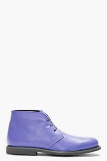 Comme Des Garons Shirt Purple Leather Ankle Boots