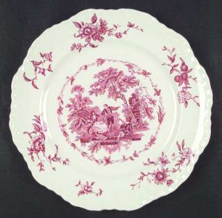 Masons Watteau Pink Dinner Plate, Fine China Dinnerware   Pink Floral,People,La