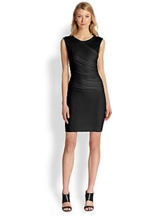 Theory Asymmetrical Ruched Jersey Body Con Dress