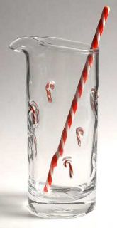 Artland Crystal Candy Cane Martini Pitcher with Glass Stirrer   Red & White Cand