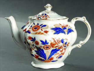 Booths Dovedale Brown & Cobalt Teapot & Lid, Fine China Dinnerware   Brown & Cob