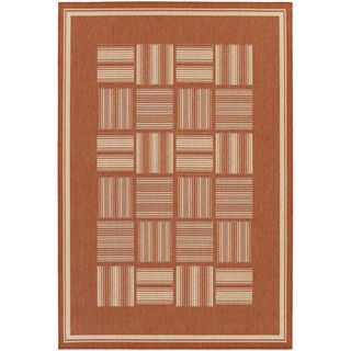 Recife Bistro Terracotta/ Natural Rug (53 X 76) (TerracottaSecondary colors NaturalPattern GeometricTip We recommend the use of a non skid pad to keep the rug in place on smooth surfaces.All rug sizes are approximate. Due to the difference of monitor c