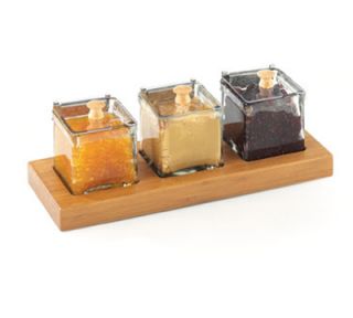 Cal Mil Condiment Display   4 Glass Jars, Lids, Bamboo