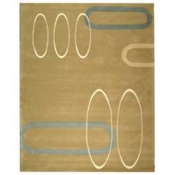 Handmade Soho Ellipses Beige New Zealand Wool Rug (83 X 11)