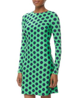 Morgan Polka Dot Jersey Dress, Green/Navy