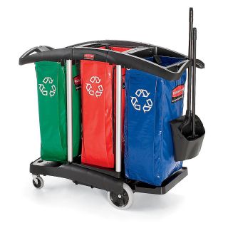 Rubbermaid Vinyl Recycling Bags For Triple Capacity Cleaning Cart