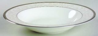 Noritake Satin Lace Rim Soup Bowl, Fine China Dinnerware   Bone,Beige Rim,White