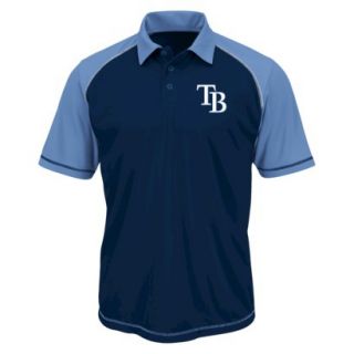 MLB Mens Tampa Bay Rays Synthetic Polo T Shirt   Blue (XL)