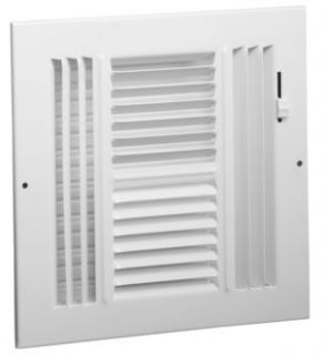 Hart Cooley 684 12x12 W HVAC Register, 12 W x 12 H, FourWay Steel for Sidewall/Ceiling White (043892)