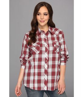Roper Plus Size 9111 Grey/Red Plaid w/ Silver Lurex Womens Long Sleeve Button Up (Red)