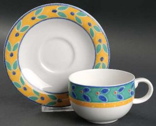 Royal Doulton Rio Flat Cup & Saucer Set, Fine China Dinnerware   Fine China, Blu