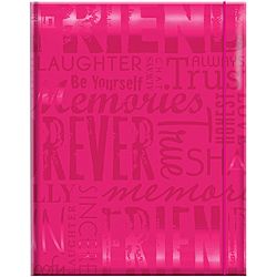Embossed Gloss Friends Expressions Hot Pink Photo Album (holds 100 Photo) (Hot pinkMaterials PaperIncludes one (1) albumHolds up to 100 4 inch x 6 inch photosCover embossed in glossy tone on tone wordsMemo area to document memoriesElastic cord closureAci