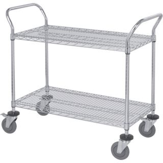 Quantum Wire Shelving Mobile Utility Cart   2 Shelves, 18 Inch W x 48 Inch L x