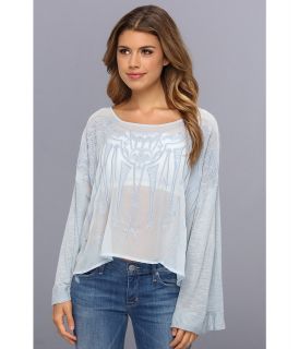 Free People Pandoras Embroidered Top Womens Blouse (Blue)