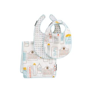 DwellStudio Skyline Bib and Burp Set in Light Blue B120 70 18