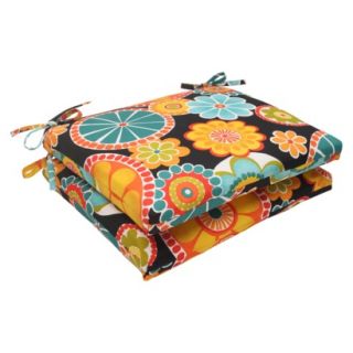 Outdoor 2 Piece Square Seat Cushion Set/Turquoise Floral Medallion