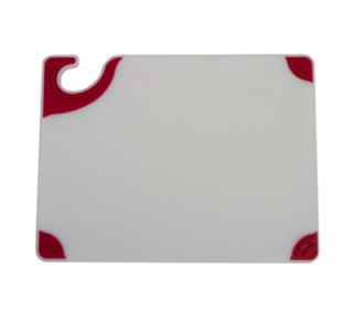 San Jamar Cutting Board   Red Anti Slip Corners, Hook, 9x12x3/8, White