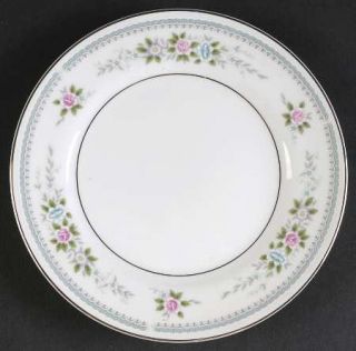 Arlen Bridal Rose Bread & Butter Plate, Fine China Dinnerware   Blue Border, Pin