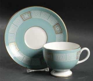 Wedgwood Asia Turquoise Footed Cup & Saucer Set, Fine China Dinnerware   Turquoi