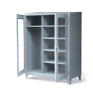 Strong Hold Clear View Wardrobe Cabinet   36Wx24Dx78H   Flat Top   Blue   Blue
