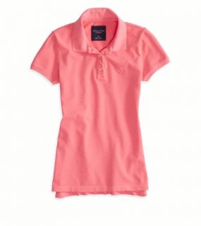 Pink AE Short Sleeve Polo, Womens M