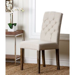 Abbyson Living Colin Beige Linen Tufted Dining Chair