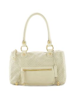 Dylan Perforated Leather Duffle Bag, Bone