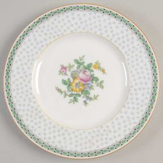Minton Salisbury Luncheon Plate, Fine China Dinnerware   Floral,Green Enamel Bor