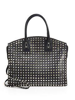 Valentino Rockstud Dome Satchel   Black