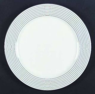 Mikasa Overture Dinner Plate, Fine China Dinnerware   Black Lines On Rim, White