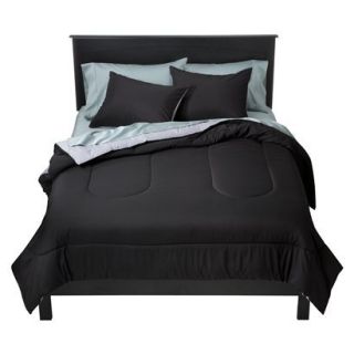 Room Essentials Reversible Solid Comforter   Black (Twin)