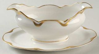 Haviland Silver Anniversary Gravy Boat with Attached Underplate, Fine China Dinn